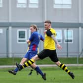 Simon Woods puts US Portsmouth ahead against Amesbury Town. Picture: Chris Moorhouse