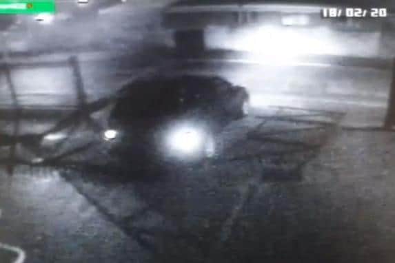 A CCTV still shows the moment a 4x4 charges down the 40ft gate to Convenient Hire Limited in Waterlooville, during a ram-raid which saw two huge toilet blocks stolen. Picture: Convenient Hire Limited