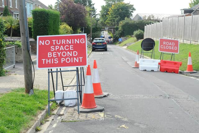 Part of Portsdown Road in Portchester, has been closed due to Covid travel measures. Picture: Sarah Standing (110920-3860)