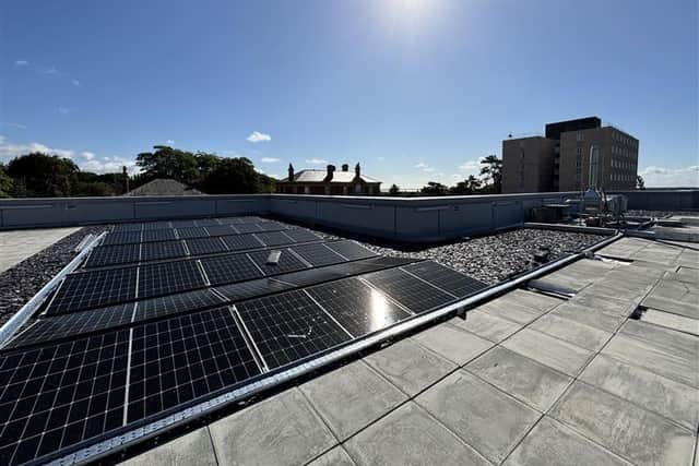 Solar panels on Emergency Department roof at Queen Alexandra Hospital