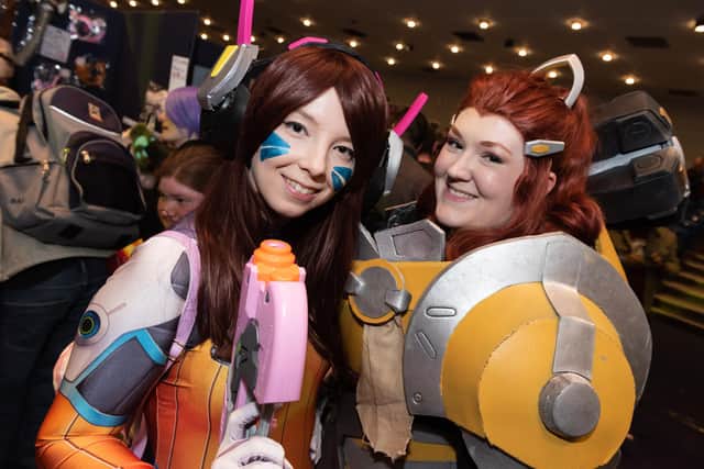 Portsmouth Comic Con - International Festival at Portsmouth Guildhall, 2019. Overwatch fans (L-R) Alex Dyer as D.VA and Laura King as Brigitta.
Picture: Duncan Shepherd