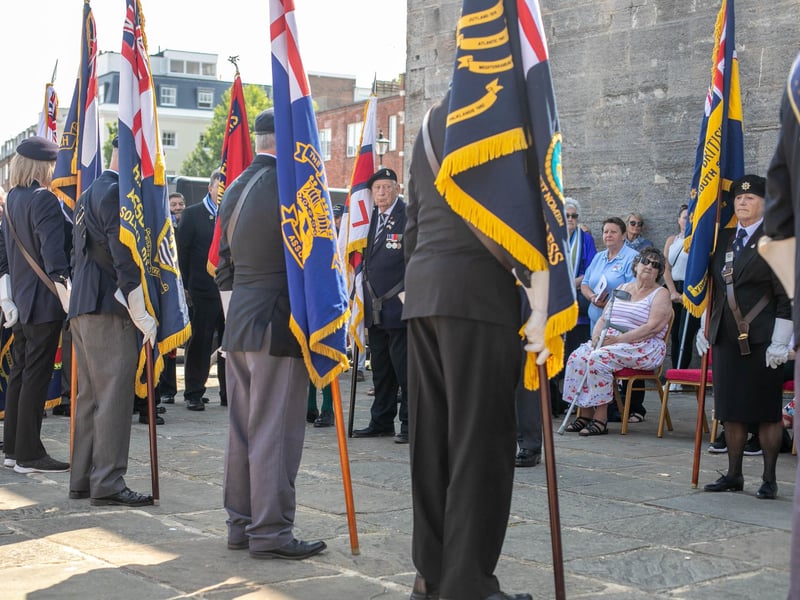 Pictured: Standard-bearers at the event with the veterans behind them
Picture: Habibur Rahman