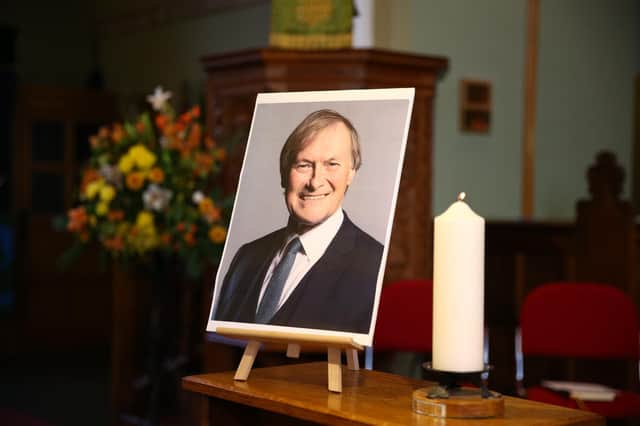 A portrait of David Amess MP ahead of a service at St Michael's Church in Chalkwell on October 17, 2021 in Leigh-on-Sea, United Kingdom. Picture: Hollie Adams/Getty Images