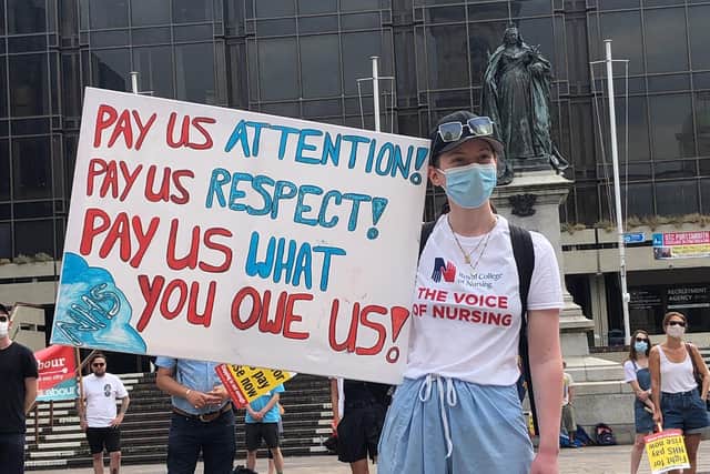 NHS health workers pictured protesting in Portsmouth over unfair pay. Photo: Tom Cotterill
