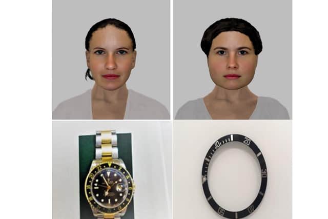 Efits of two women who police want to identify after a Rolex GMT Master II with a black face was stolen from an elderly man in Emsworth on Wednesday