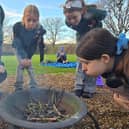 Scouts building a fire