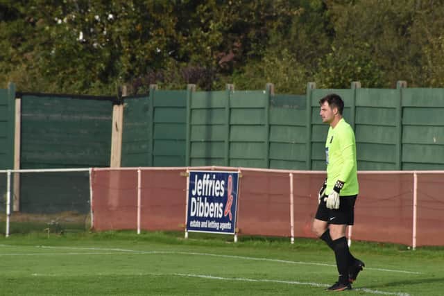 Dan Bennett in goal for Fareham after replacing Dan Kempson. Picture: Paul Proctor