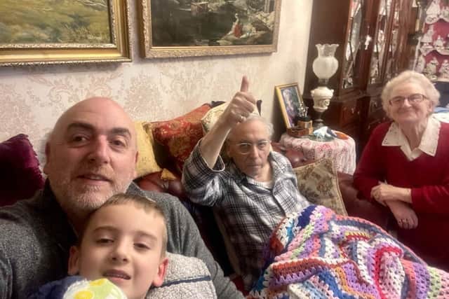 Southsea family plead for compassion after residents complain about a camper van parked outside their house Pictured: Tony Wiltshire, and his son, Billy, with William Wiltshire and his wife, Julia Wiltshire, at the family home in Eastney.