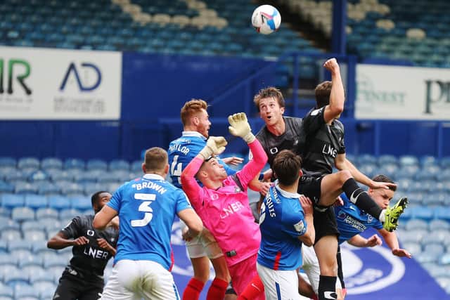 Pompey looked most likely to score from a set-piece against Doncaster. Picture: Joe Pepler