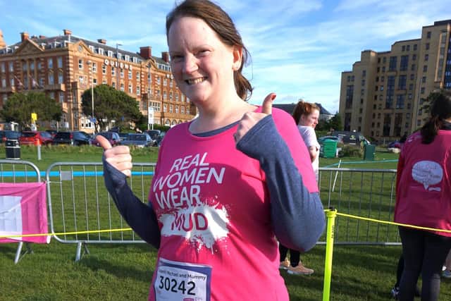 Charlotte Lewis after taking part in Pretty Muddy at Race for Life Portsmouth in October 2021