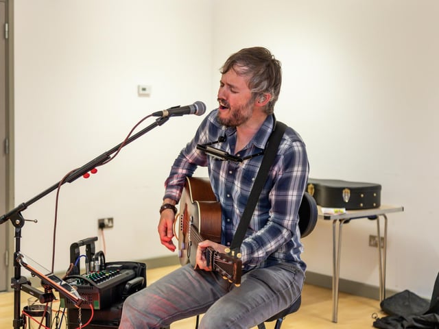 The event was a huge success and it saw the venue packed with people.
Pictured: Singer Chris Gatland, (aka 'The One Man Festival') entertains the crowd at the Portchester Charity Beer Festival. Picture: Mike Cooter (220723)