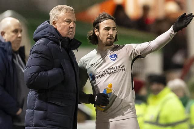 Pompey boss Kenny Jackett with Ryan Williams. Picture: Daniel Chesterton