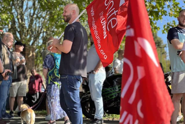 Members of the Unite Union working for Portsmouth City Council and other local authorities could go on strike. Pictured is a Unite union strike in Segensworth.