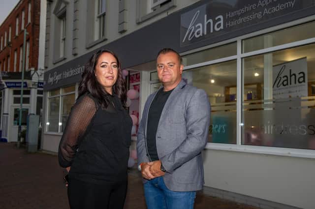 Amy Rogers, who opened her salon in April, with Steve Churcher, owner of Haha 
Picture: Habibur Rahman