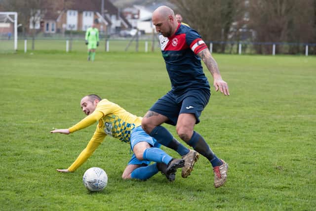 Paulsgrove's Aaron Fennemore, right, made an instant impact on his return to the first team after injury. Picture: Duncan Shepherd