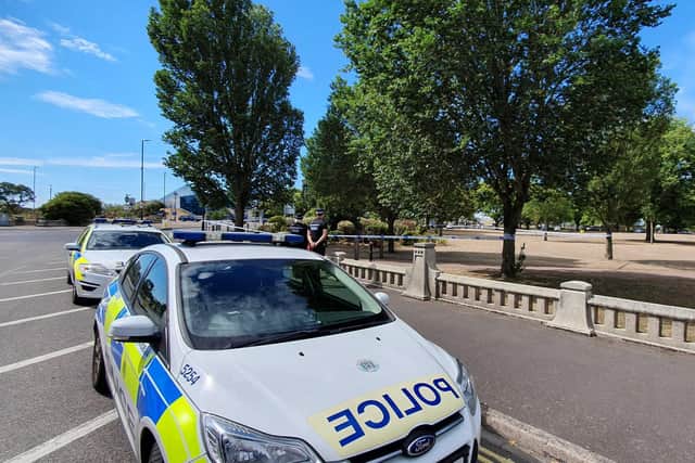 Police taped off an area of Southsea Common off Clarence Parade on August 4 2020. Picture: Habibur Rahman
