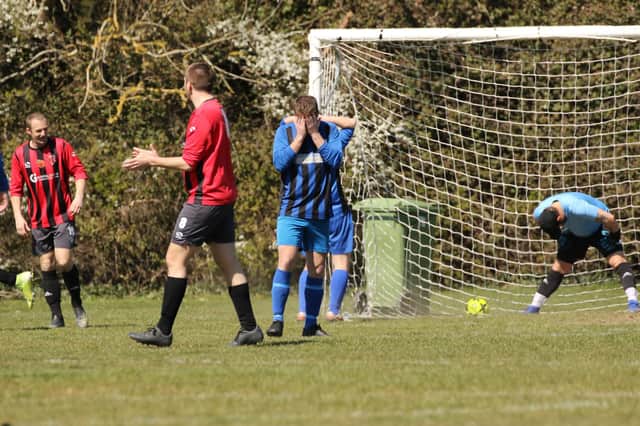 Head in hands time as a Segensworth defender gives Rowner an early lead with an own goal. Picture: Kevin Shipp