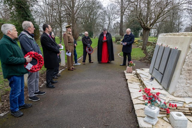 The Service of Remembrance for those who died in the blitz in 1941 at Kingston Cemetery. Picture: Mike Cooter (110324)