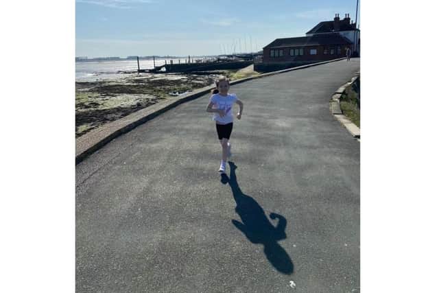 Various challenges are being taken on to raise funds for Emsworth charity Verity's Gift, started by George 'Topsy' Turner in memory of his wife. Pictured: Daisy Berwick, five, who is running, walking and jogging 60 miles for the charity