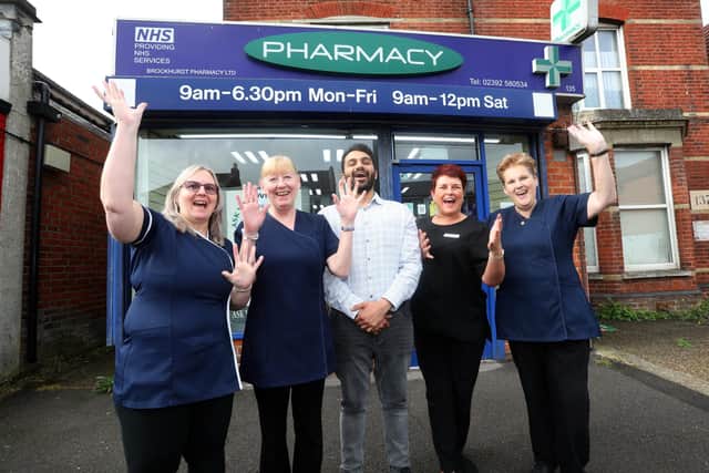 Owner Nishaan Amin and the team outside Brockhurst Pharmacy. Picture: Sam Stephenson.