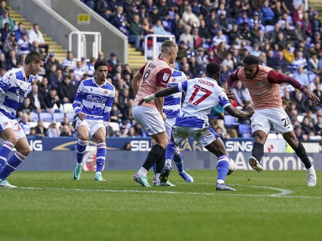 Tino Anjorin halved Reading's 2-0 lead with a sweetly-placed effort from just inside the box