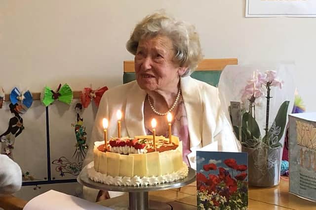 Molly Hill with her birthday cake. Picture: Marriott House and Lodge Care Home, Chichester.