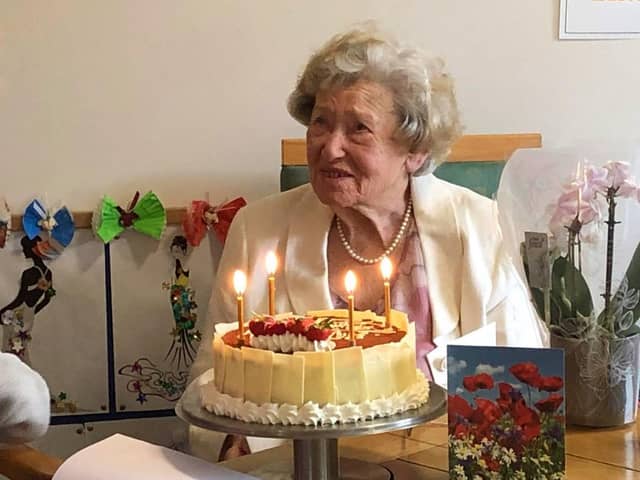 Molly Hill with her birthday cake. Picture: Marriott House and Lodge Care Home, Chichester.