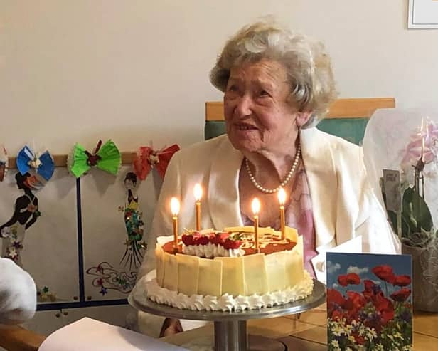 Molly Hill with her birthday cake. Picture: Marriott House and Lodge Care Home, Chichester.