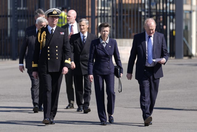 The Princess Royal (2nd right) during a visit to see the HMS Victory Conservation Project at the National Museum of the Royal Navy in Portsmouth Historic Dockyard.
