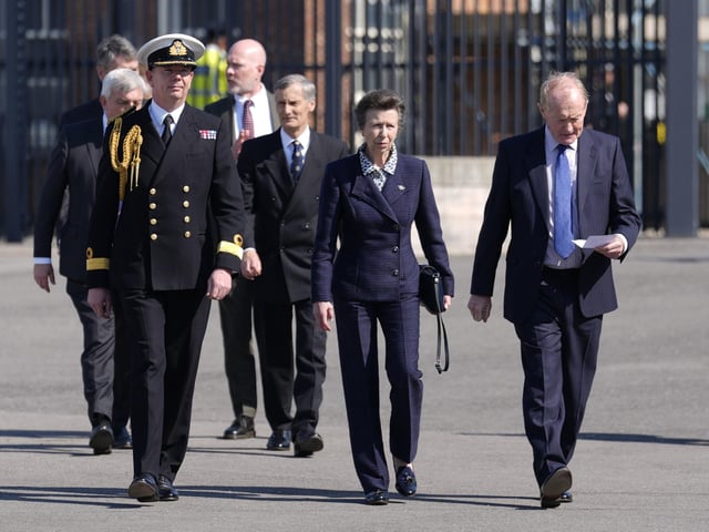 The Princess Royal (2nd right) during a visit to see the HMS Victory Conservation Project at the National Museum of the Royal Navy in Portsmouth Historic Dockyard.
