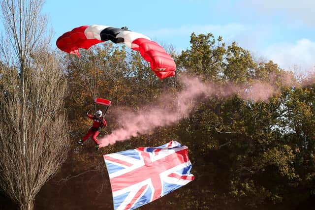 Tribute from the Red Devils of which Sgt Walton was a member. Funeral of Sgt Dean Walton, The Oaks Crematorium, Havant
Picture: Chris Moorhouse (jpns 191122-37)