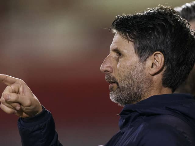 Danny Cowley at Crewe tonight. (Photo by Daniel Chesterton/phcimages.com)
