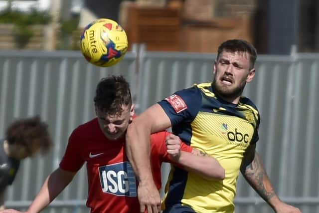 Steve Hutchings, right, netted twice in Moneyfields' Wessex League loss at Bashley. Picture: Allan Hutchings