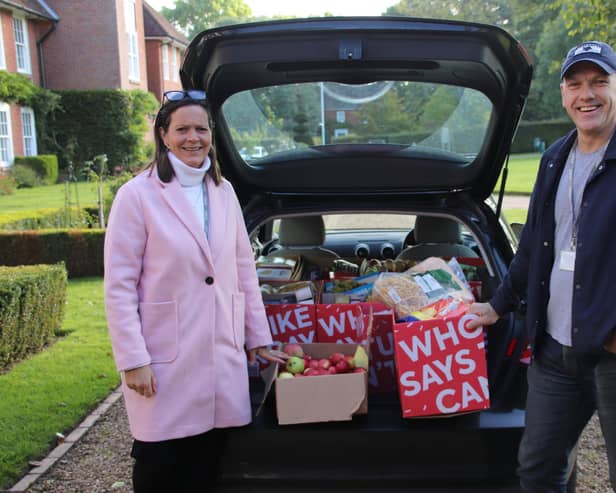 Highfield head Suzannah Cryer and her husband Bob load up the goodies headed for Liphook Day Centre.