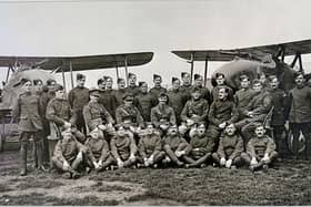 Amos Denison is the third seated pilot on the left. He was the only person in this picture to survive the Great War.