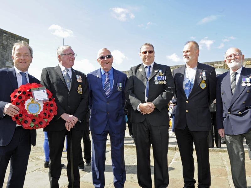 2005. HMS Sheffield remembrance service at the Falklands Memorial in Old Portsmouth.Picture: Ian Hargreaves  (050519-15)