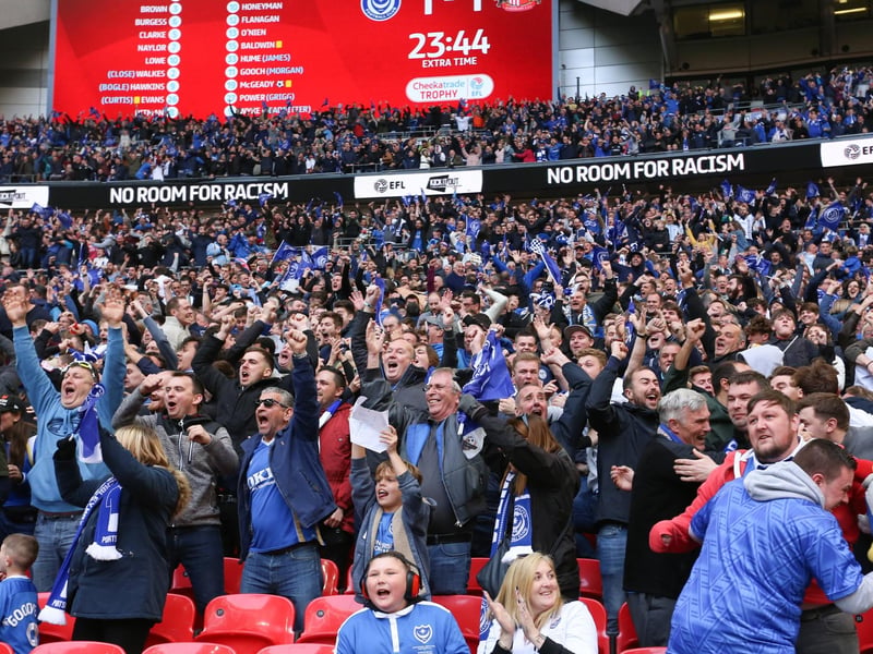 Pompey fans at Wembley against Sunderland in the Checkatrade Trophy final on March 31, 2019. Picture: Habibur Rahman
