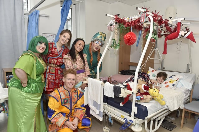 Pictured is: Aladdin panto cast with Emmanuel Edmead (5) from Gosport.