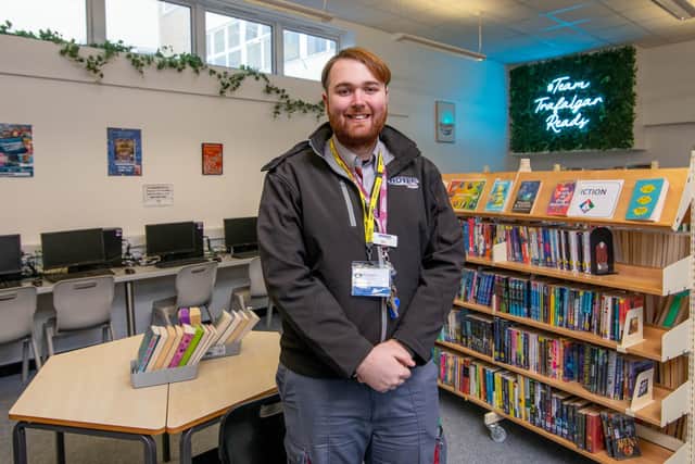 The Apprenticeship bus visits Trafalgar School, Portsmouth on Tuesday 7th February 2023

Pictured:  Ben Eyers, Team Leader of Hover Travel who started as an apprentice at Trafalgar School, Portsmouth

Picture: Habibur Rahman