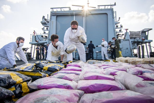 On January 15, 2022,  1,041kg of narcotics was seized by HMS Montrose sailors. This included 663kg of heroin, 87kg of methamphetamine and 291kg of hashish and marijuana worth a combined US street value estimated at $26m - just over £19m at the time.