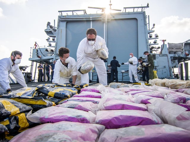 On January 15, 2022,  1,041kg of narcotics was seized by HMS Montrose sailors. This included 663kg of heroin, 87kg of methamphetamine and 291kg of hashish and marijuana worth a combined US street value estimated at $26m - just over £19m at the time.