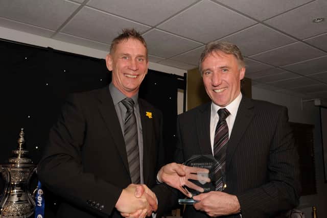 Mick Tait was inducted into the Pompey Hall of Fame by former team-mate Alan Knight in March 2010. Picture: Steve Reid