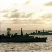 The Falklands naval task force in the Atlantic