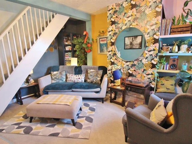 This colourful home is on the market for £232,500 and it would be ideal for a first time buyer.