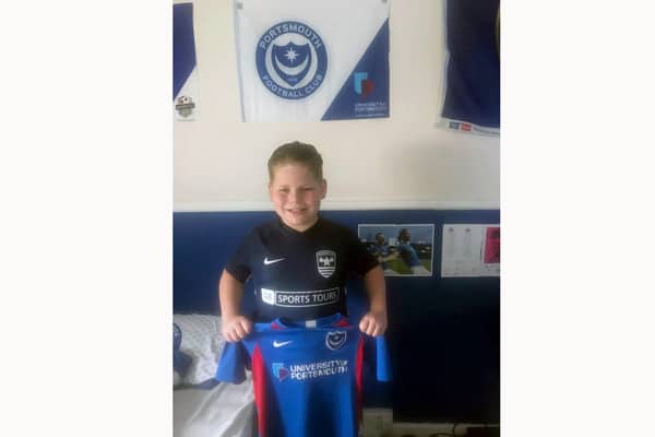 Kieran Ladd who is raising money for Pompey in the Community and his grassroots team Washington AFC.