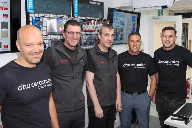Andrew Rutter, Senior Partner of DTW Tiles and his staff during the opening of their new Trade Counter on Fitzherbert Road, Farlington. Photos by Alex Shute