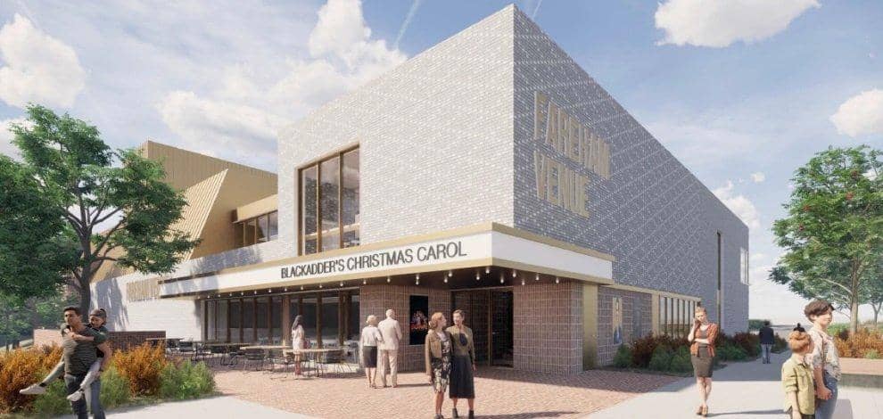 Updated designs for the exterior of Ferneham Hall following a £12.34 redevelopment. 