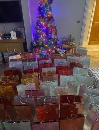 All the presents personally gift-wrapped by the Henning family for Home-Start.