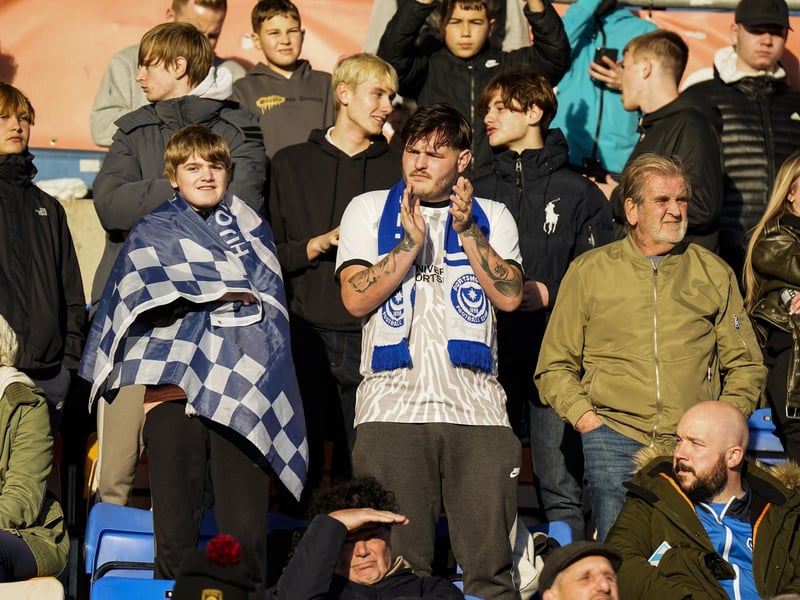 Pompey were accompanied by more than 1,500 fans for the trip to Shrewsbury