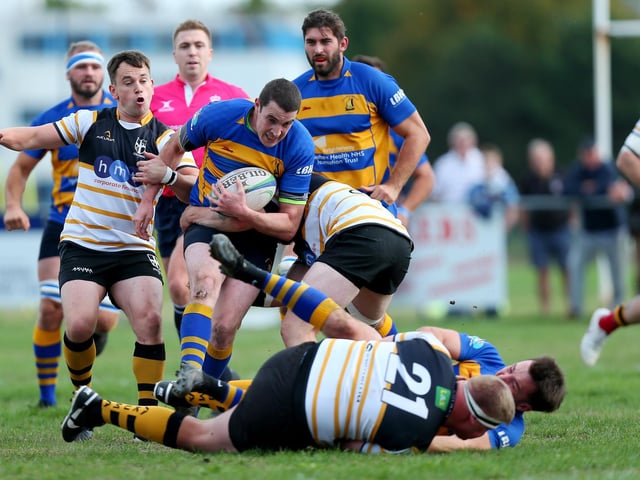 Gosport & Fareham (blue/yellow) v Portsmouth. Picture: Chris Moorhouse